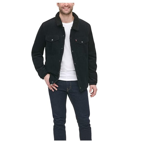 NWT Levi's Men's Corduroy Sherpa Trucker Jacket Black Size X-Large $180 2D113 - Picture 2 of 5